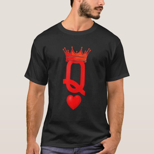 T-shirt Queen Of Heart Femmes Couples Correspondants Carte (Devant)
