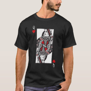 T-shirt Queen Of Hearts Valentines Jour Cool Jouer Carte P