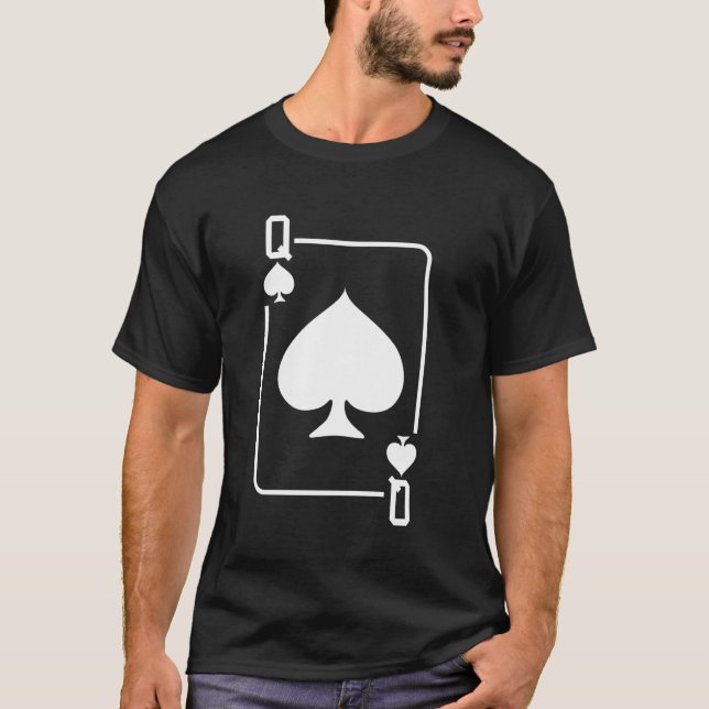 T-shirt Queen of Spades Jouer Carte Halloween Costume Dar (Devant)