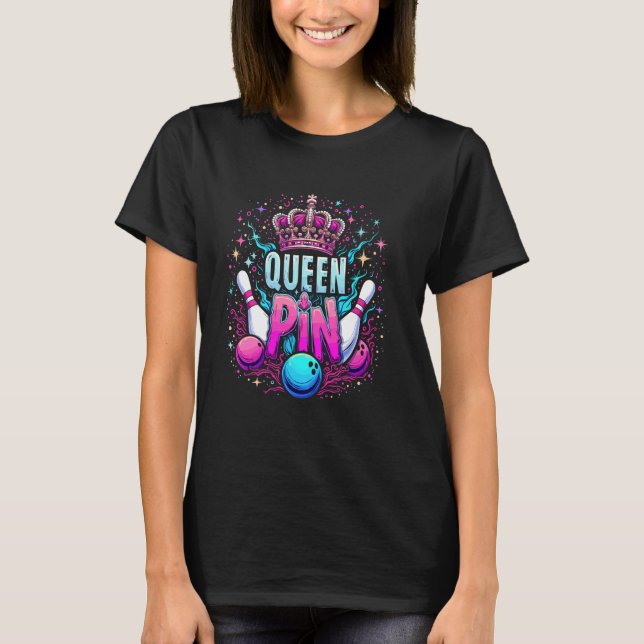 T-shirt Queen Pin Shirt Bowler Bowling League Pour Bowling (Devant)