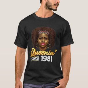 T-shirt Queenin' depuis 1982 41Anniversaire Africain-Améri