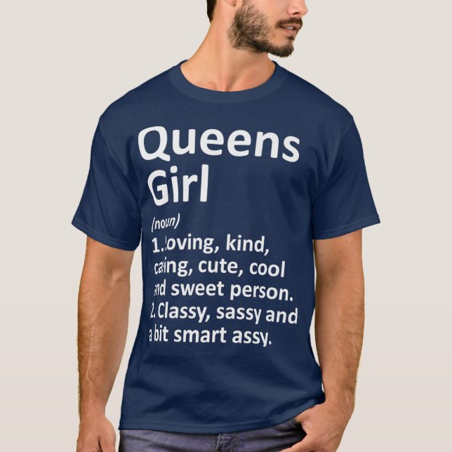 T-shirt QUEENS GIRL NY NEW YORK Funny City Home Roots (Devant)