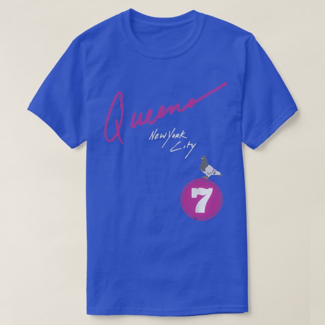 T-shirt Queens New York City Pigeon 7 Train 2 (Design devant)