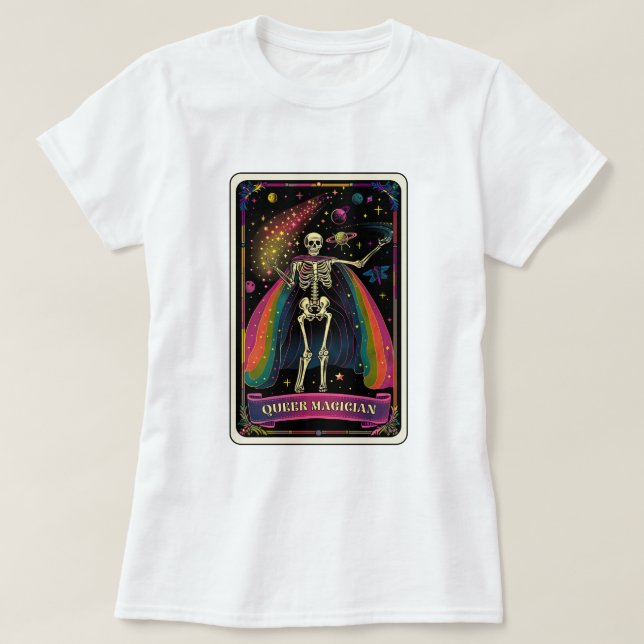 T-shirt Queer Magicien Skeleton Tarot (Design devant)