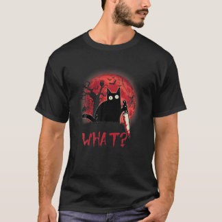 T-shirt Quel chat assassin tenant le couteau Drôle Hallowe