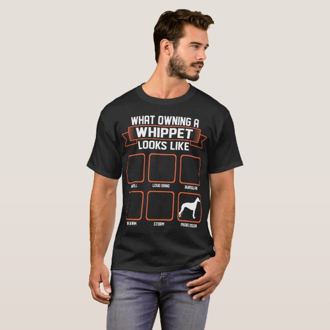T-shirt Quel chien de possession de whippet ressemble au (Devant entier)