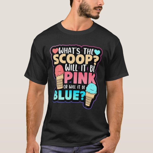 T-shirt Quel est le genre Scoop Reveal Crème glacée Baby A (Devant)