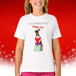 T-shirt Quelqu'Un A Dit Paw-Ty Mignonne Doberman Noël
