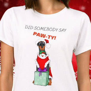 T-shirt Quelqu'Un A Dit Paw-Ty Mignonne Doberman Noël