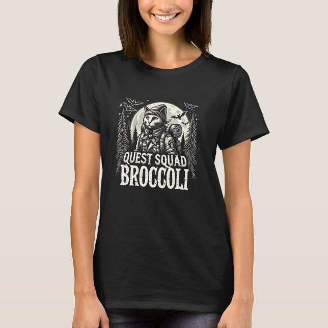 T-shirt Quest Fantasy Squad Broccoli Funny Cat (Devant)