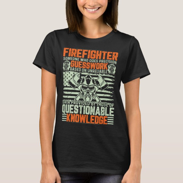 T-shirt Questionable Knowledge Fireman Gift Proud Firefigh (Devant)