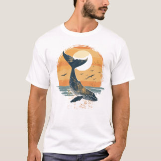 T-shirt Queue de baleine au coucher du soleil - Graphique