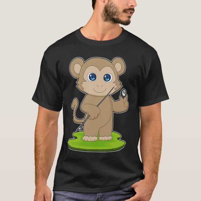 T-shirt Queue de billard pour singe (Devant)