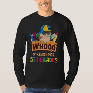 T-shirt Qui est prêt pour le hibou de 5e année Retour à l'