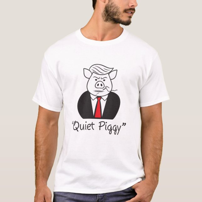 T-shirt Quiet Piggy - Stiched up. (Devant)