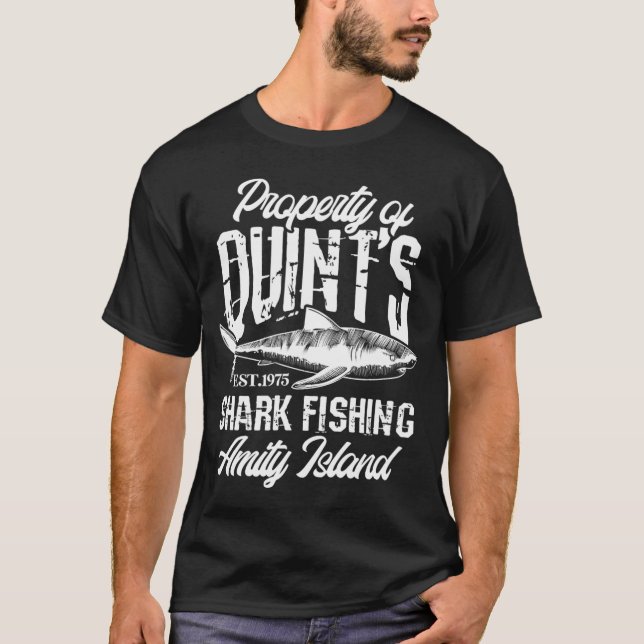 T-shirt Quint's Shark Fishing Amity Island 1975 (Devant)