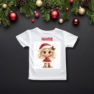 T-shirt Quirky Holiday Girl avec Gold Accents NOM PERSONNA