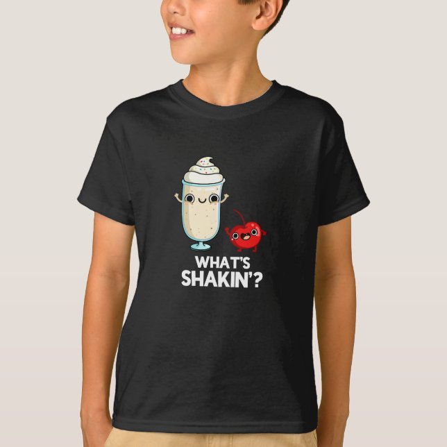 T-shirt Quoi de Shakin Funny Cherry Milkshake Pun Dark BG (Devant)