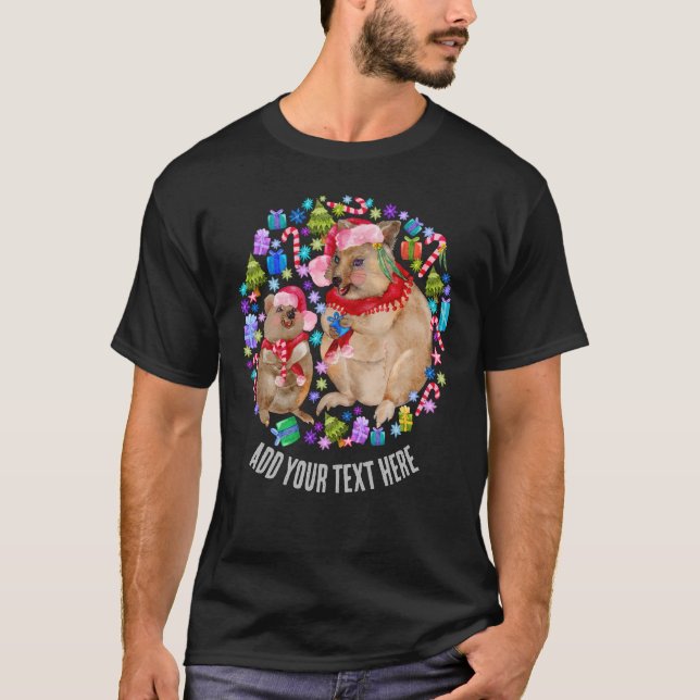 T-shirt Quokka de Noël rétro personnalisé (Devant)