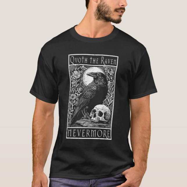 T-shirt Quoth the Raven - Nevermore - Edgar Allan Poe art (Devant)