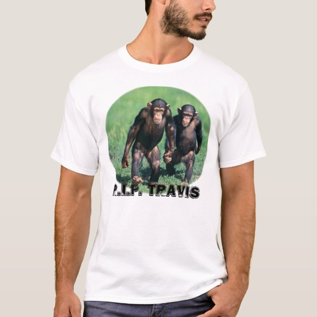 T-shirt R.I.P. Travis le chimpanzé (Devant)