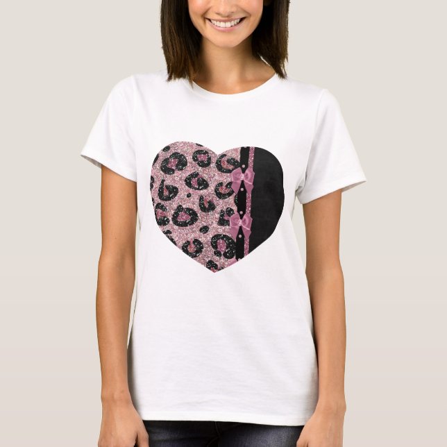 T-shirt RAB Rockabilly Pink Leopard Ribbon Bows (Devant)