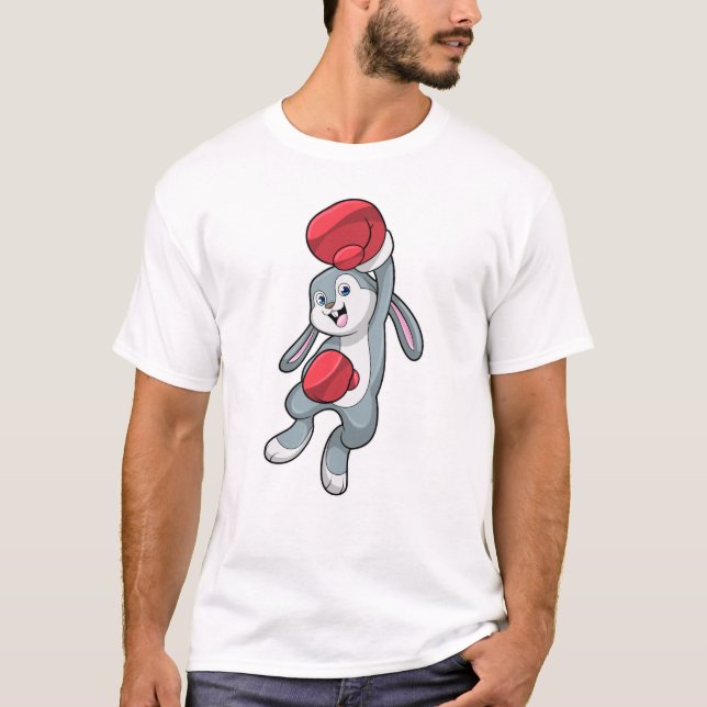 T-shirt Rabbit à la boxe avec gants de boxe (Devant)