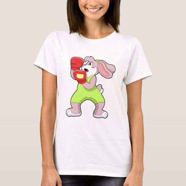 T-shirt Rabbit à la boxe avec gants de boxe (Devant)