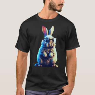 T-shirt Rabbit adorable dans la nature avec lunettes