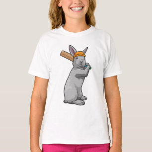 T-shirt Rabbit au cricket avec chauve-souris de cricket