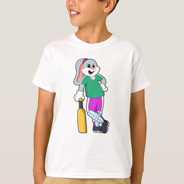 T-shirt Rabbit au cricket avec chauve-souris de cricket (Devant)