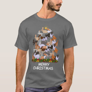 T-shirt Rabbit Christmasree Joyeux cadeau de Noël