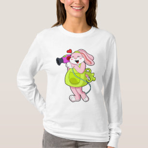 T-shirt Rabbit comme coiffeur avec sèche-cheveux