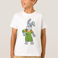 Rabbit comme coiffeur avec sèche-cheveux