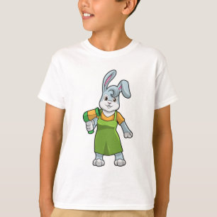 T-shirt Rabbit comme coiffeur avec sèche-cheveux
