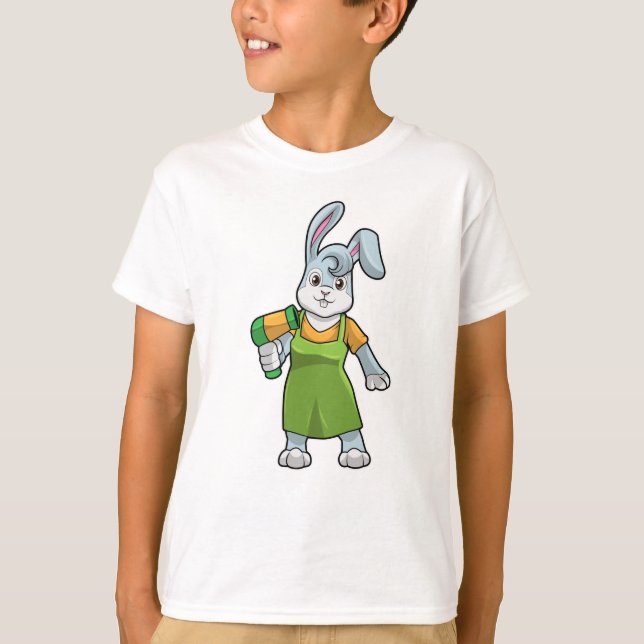 T-shirt Rabbit comme coiffeur avec sèche-cheveux (Devant)
