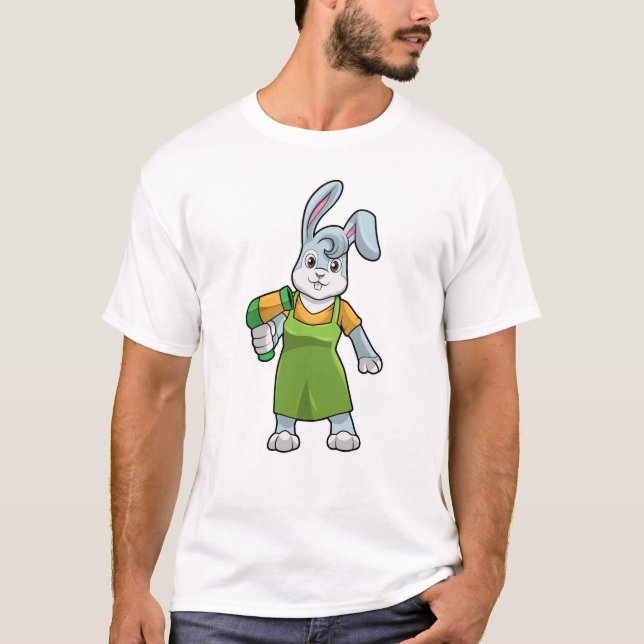 T-shirt Rabbit comme coiffeur avec sèche-cheveux (Devant)