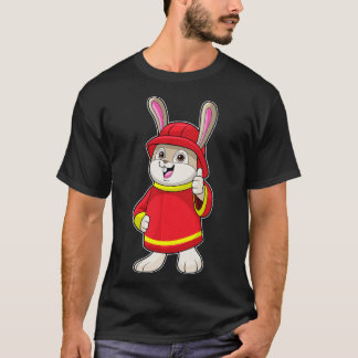 T-shirt Rabbit comme pompier avec casque