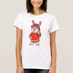 T-shirt Rabbit comme pompier avec casque