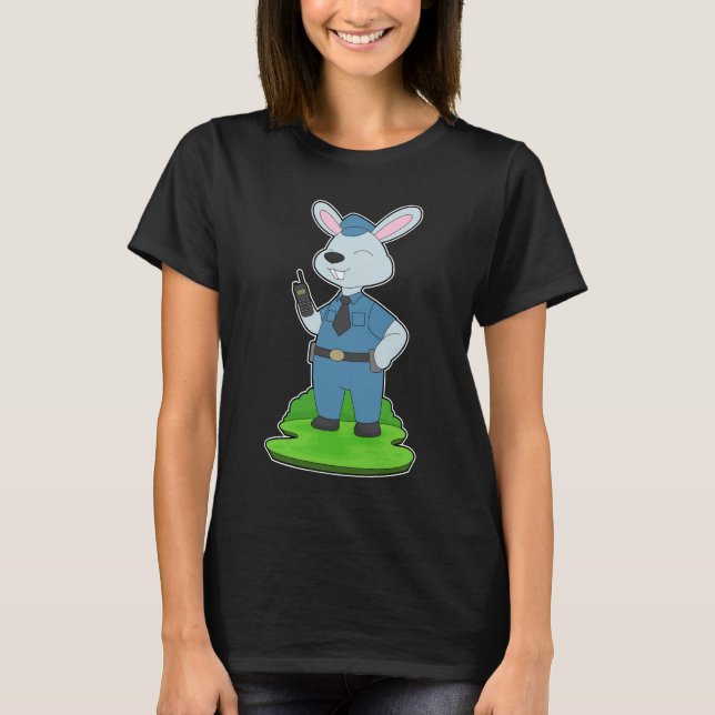 T-shirt Rabbit Cop Microphone Police (Devant)