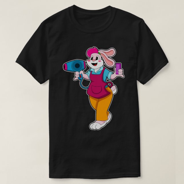 T-shirt Rabbit en coiffeur avec sèche-cheveux Combe (Design devant)