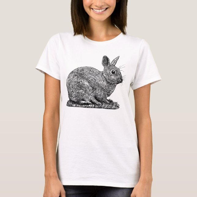 T-shirt Rabbit - Stylet et dessin style encre (Devant)
