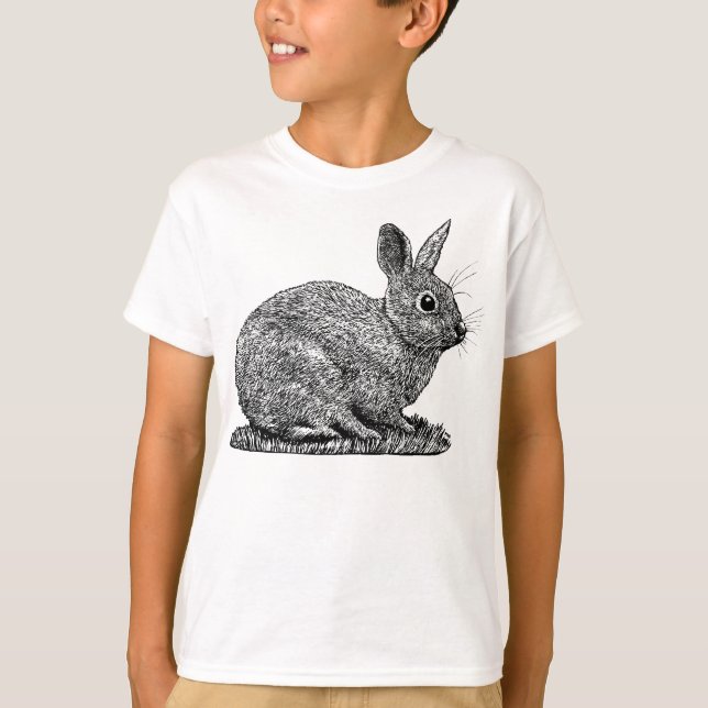 T-shirt Rabbit - Stylet et dessin style encre (Devant)
