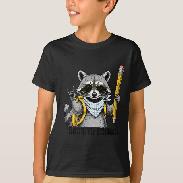 T-shirt Raccoon Back To School Funny For Teacher Boy Girl  (Devant)