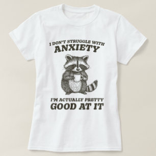 T-shirt Raccoon Boire Café Anxiété Humour