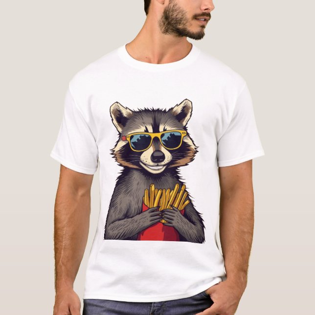 T-shirt Raccoon cool Profitant Des Fries (Devant)