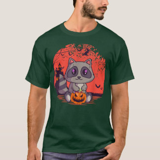 T-shirt Raccoon déplaisant Jack O'Lantern Hallowe Éffrayan