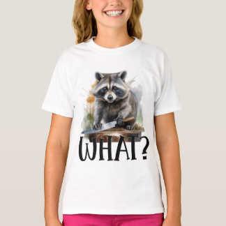 T-shirt Raccoon déterminé avec un couteau de cuisine, quoi
