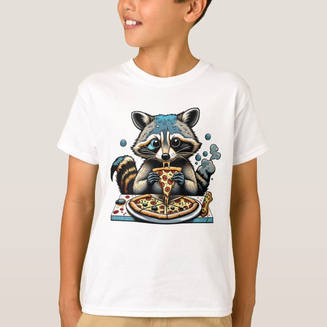 T-shirt Raccoon mange Pizza (Devant)