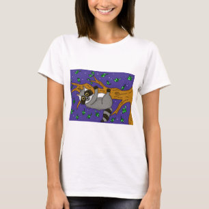 T-shirt Raccoon Whimsical tiré à la main sur une nuit étoi